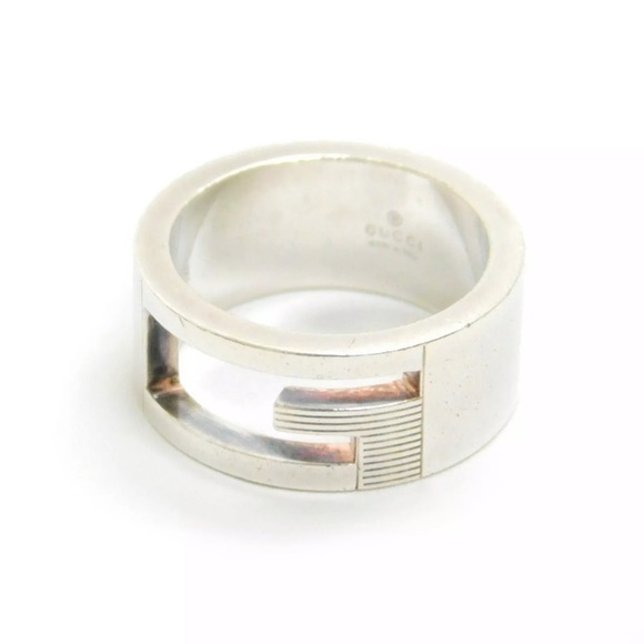 GUCCI 925 Sterling Silver G Logo Ring US Size 4.5